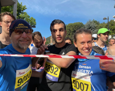 Hasan crossing the finish line during a race, symbolising determination, dedication, and the goal to reach the LA 2028 Paralympic Games